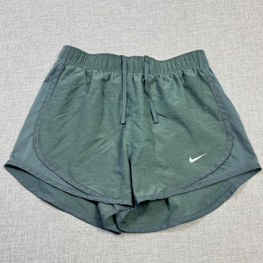 Nike Dry Heather Tempo Running Gym Shorts Womens S Green Lined 3 Inseam Athletic